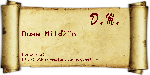 Dusa Milán névjegykártya