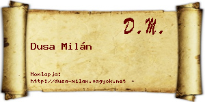 Dusa Milán névjegykártya